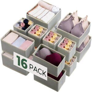 16 Pack Drawer Organizer Fabric Closet Storage Bins Foldable Clothing